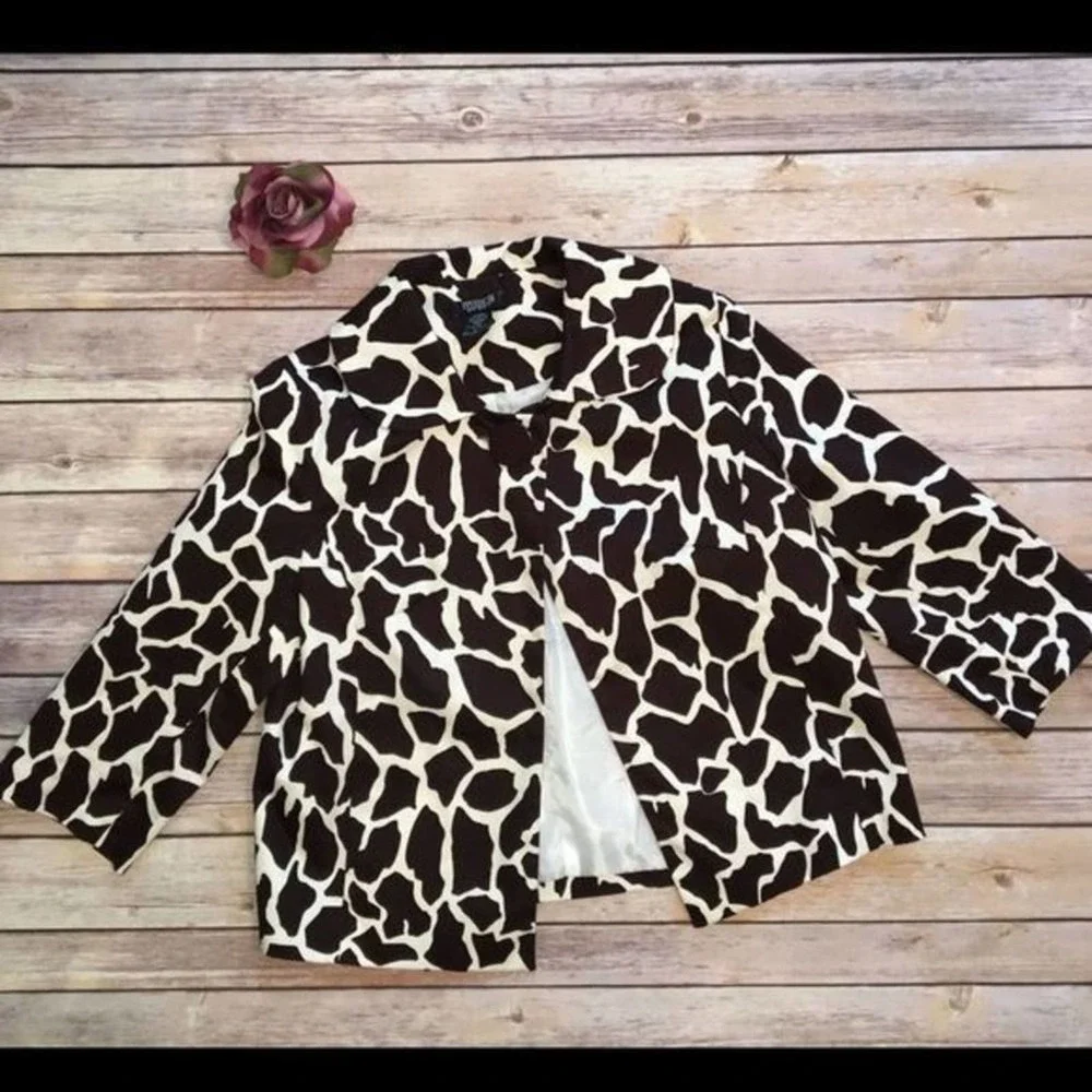 Moka Sport Animal Print Jacket Brown Cream S EUC - Picture 4 of 7